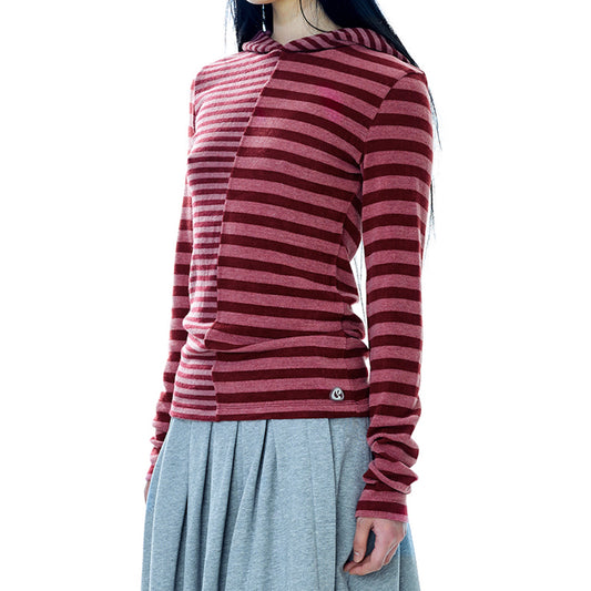 MIXED STRIPE HOODIE / RED / ミックスストライプフーディー