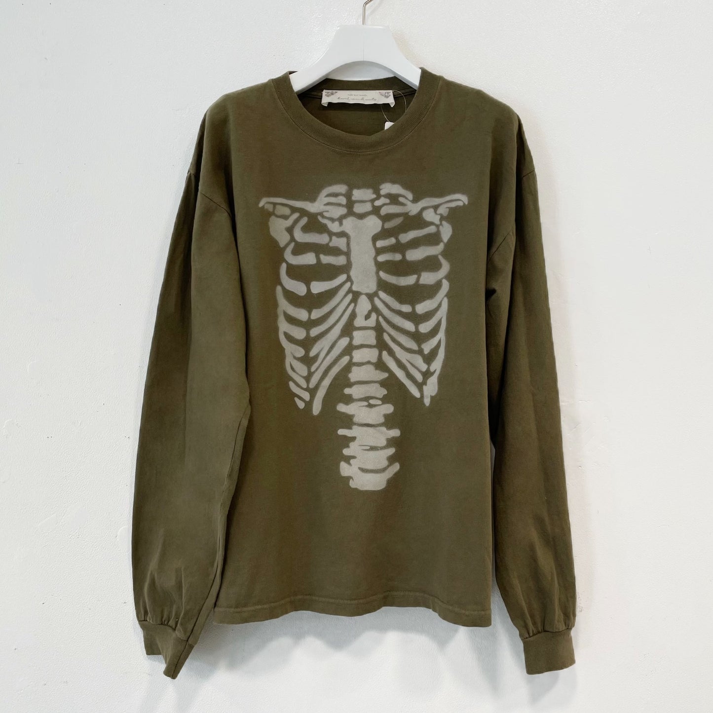 Khaki skeleton long sleeve / エアブラシTシャツ