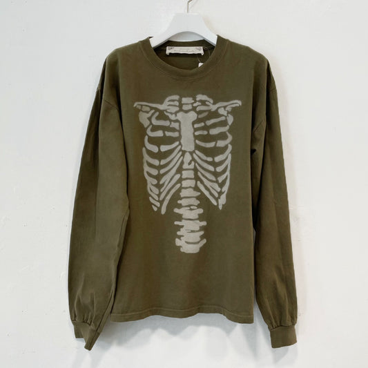 Khaki skeleton long sleeve / エアブラシTシャツ