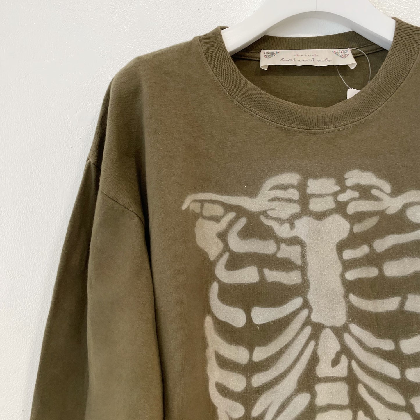 Khaki skeleton long sleeve / エアブラシTシャツ