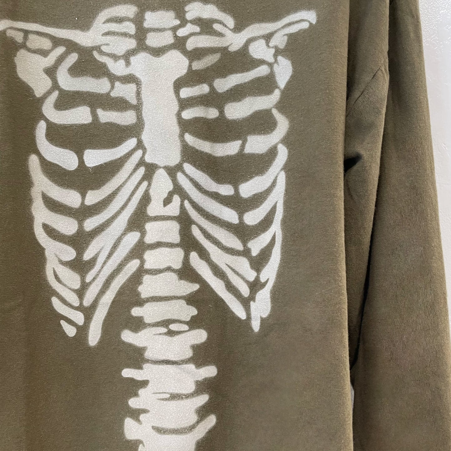 Khaki skeleton long sleeve / エアブラシTシャツ