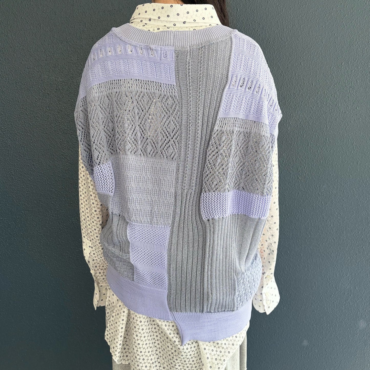 MIXED-KNIT VEST_REFLECTIVE RIB / BLUE / リフレクターニットベスト