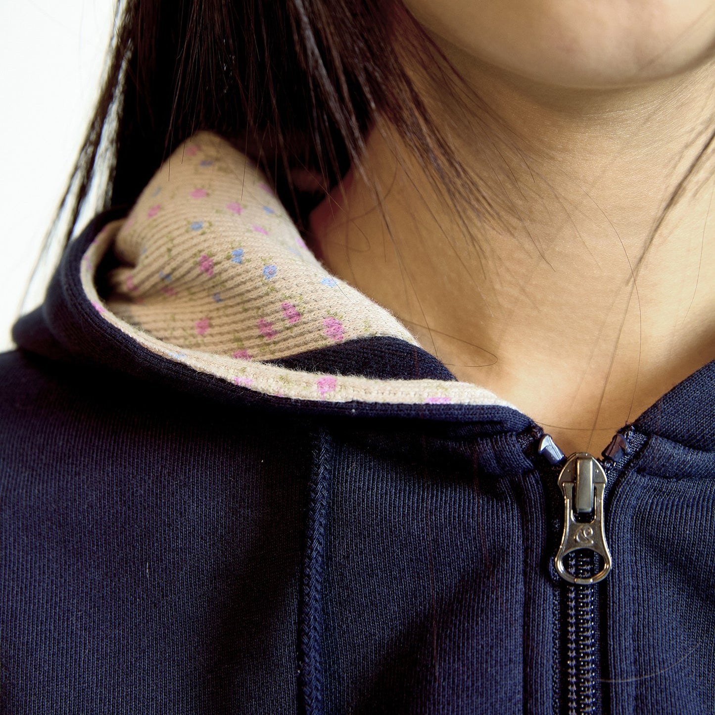 FLOWER POINT ZIP-UP HOODIE / NAVY / ジップアップフーディー