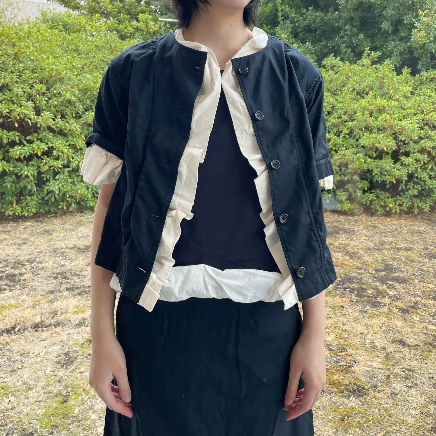 washed jacket / navy / 半袖ジャケット