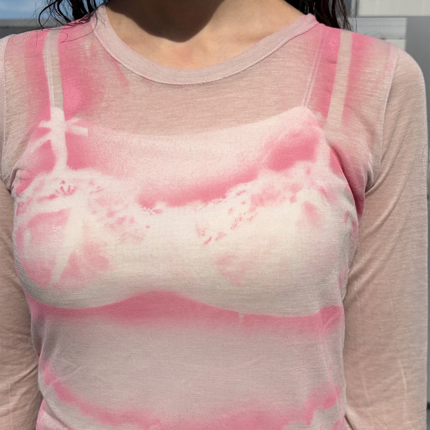 LEFT LINGERIE TOPS / BABY PINK / ランジェリーグラフィックカットソー