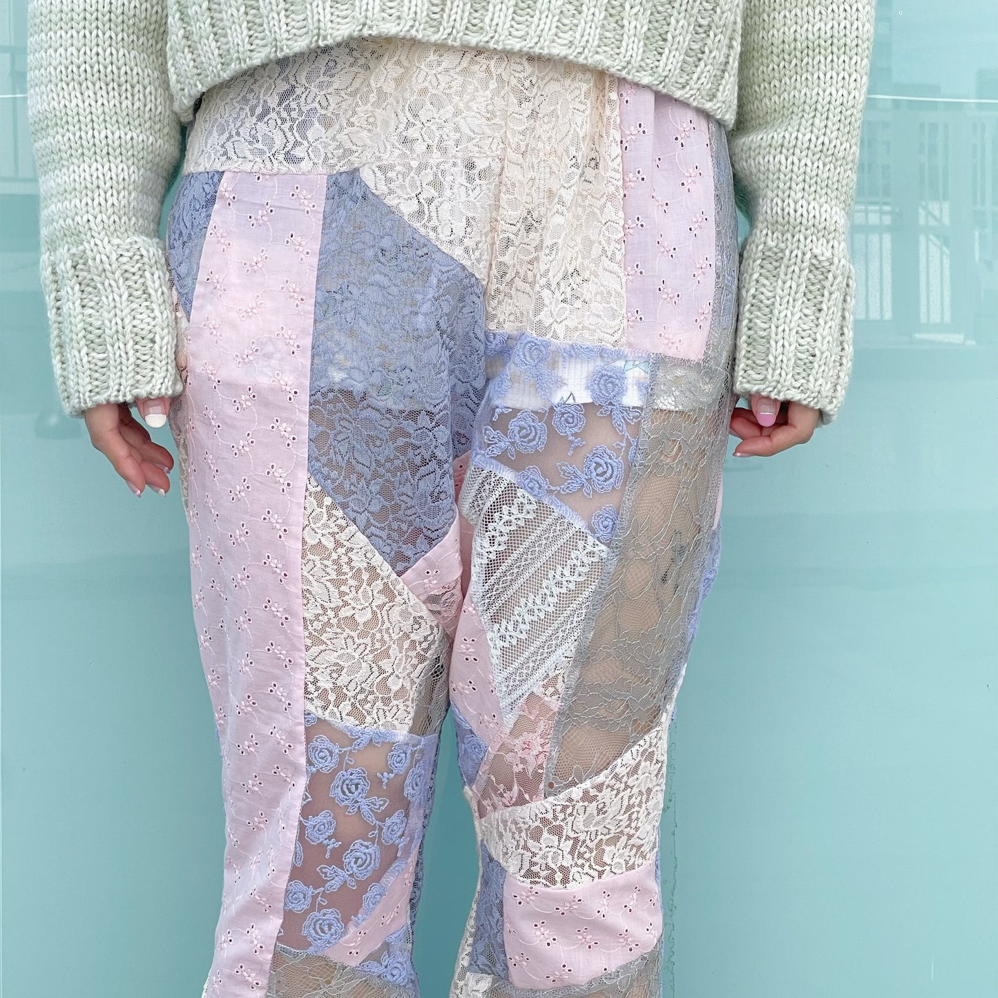Lace patch work trousers
