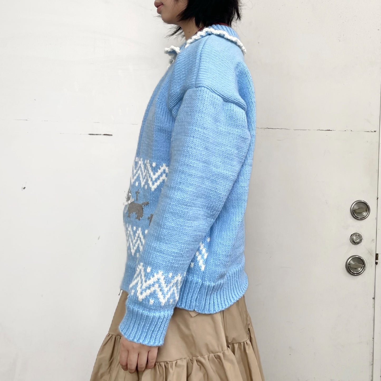 Puppies knitted jacket / Blue / パピーニットジャケット