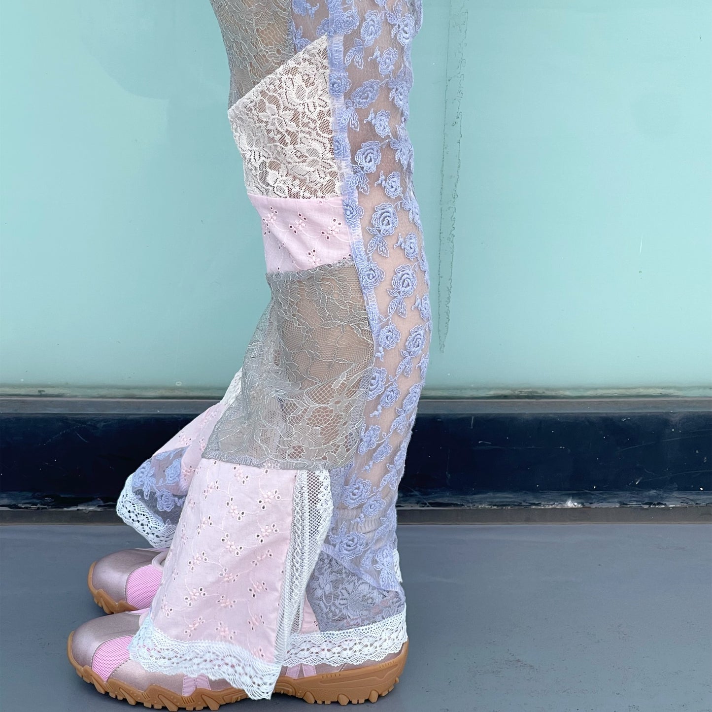 Lace patch work trousers