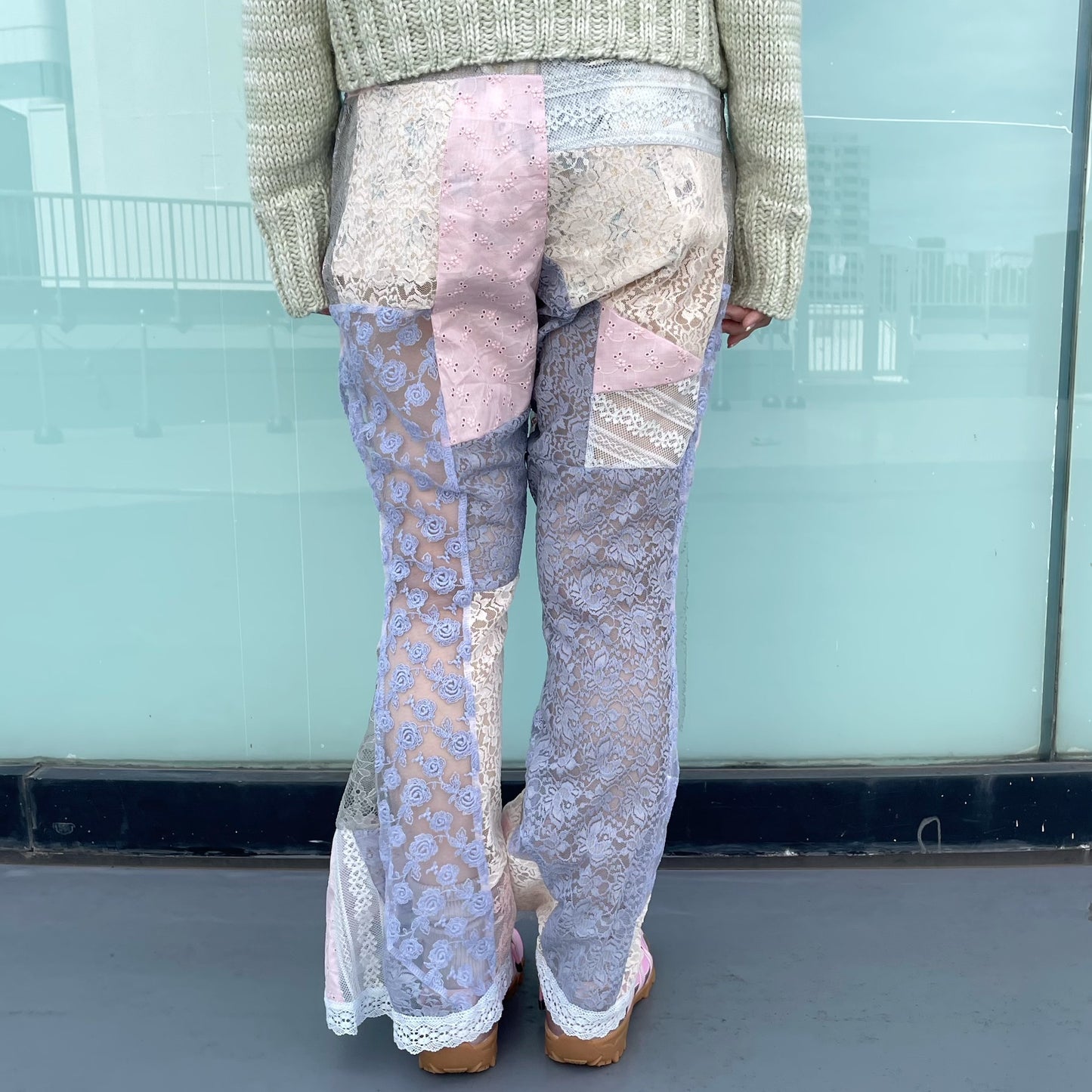 Lace patch work trousers
