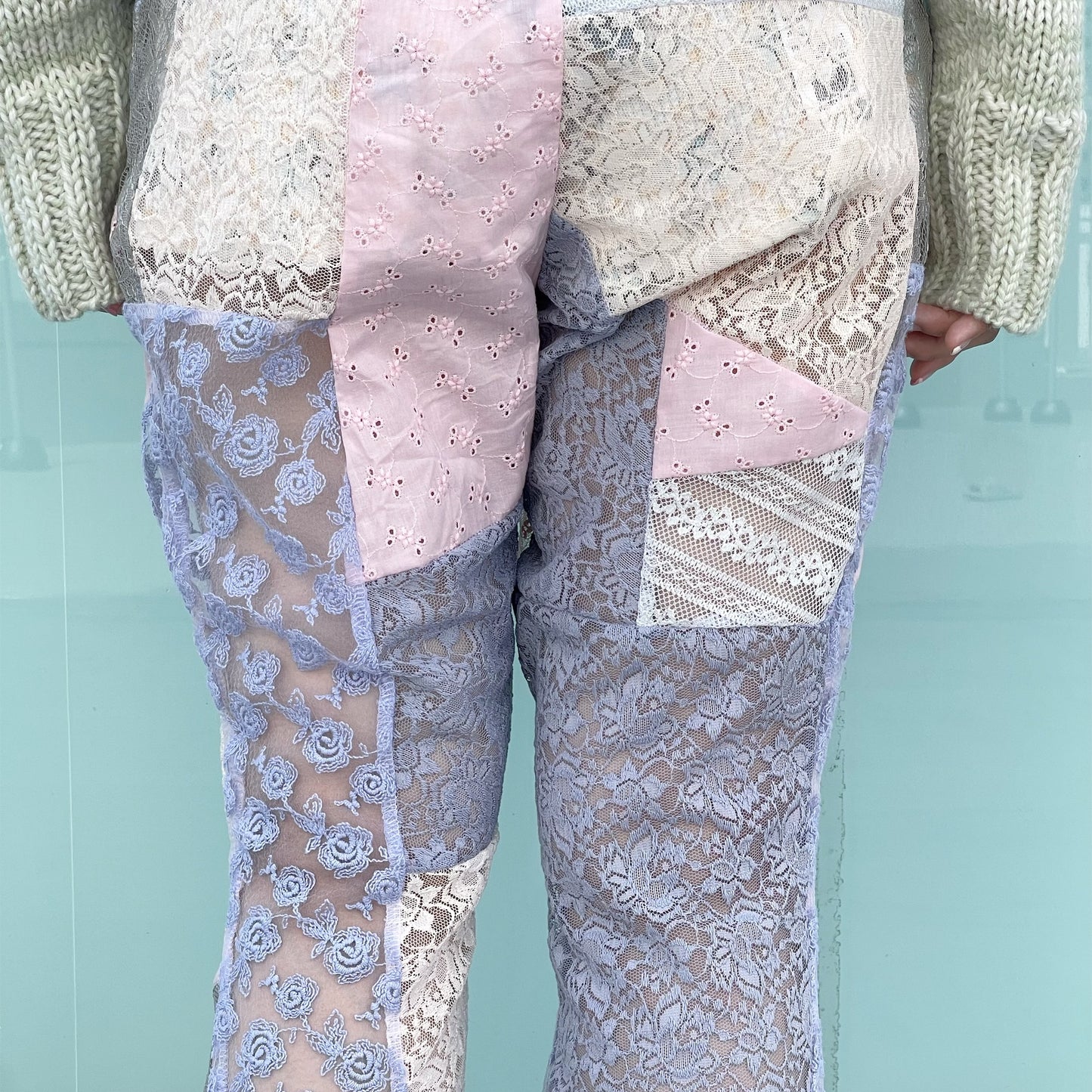 Lace patch work trousers