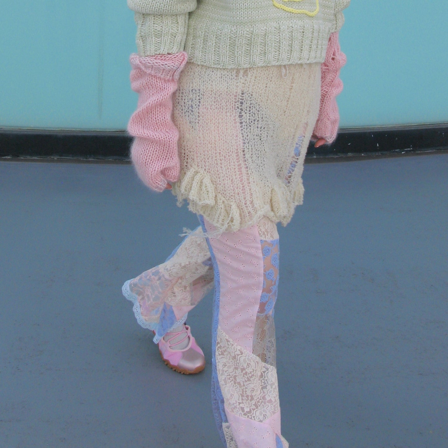 Lace patch work trousers