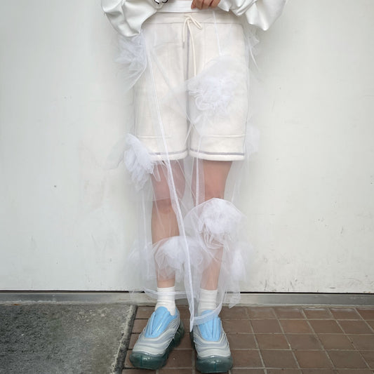 Tulle flower skirt / White / チュールフラワースカート