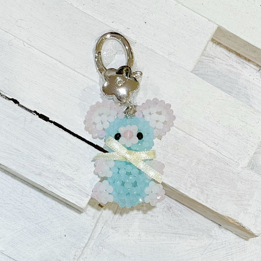 Mouse Key Ring / Sky Blue / ねずみのビーズキーリング