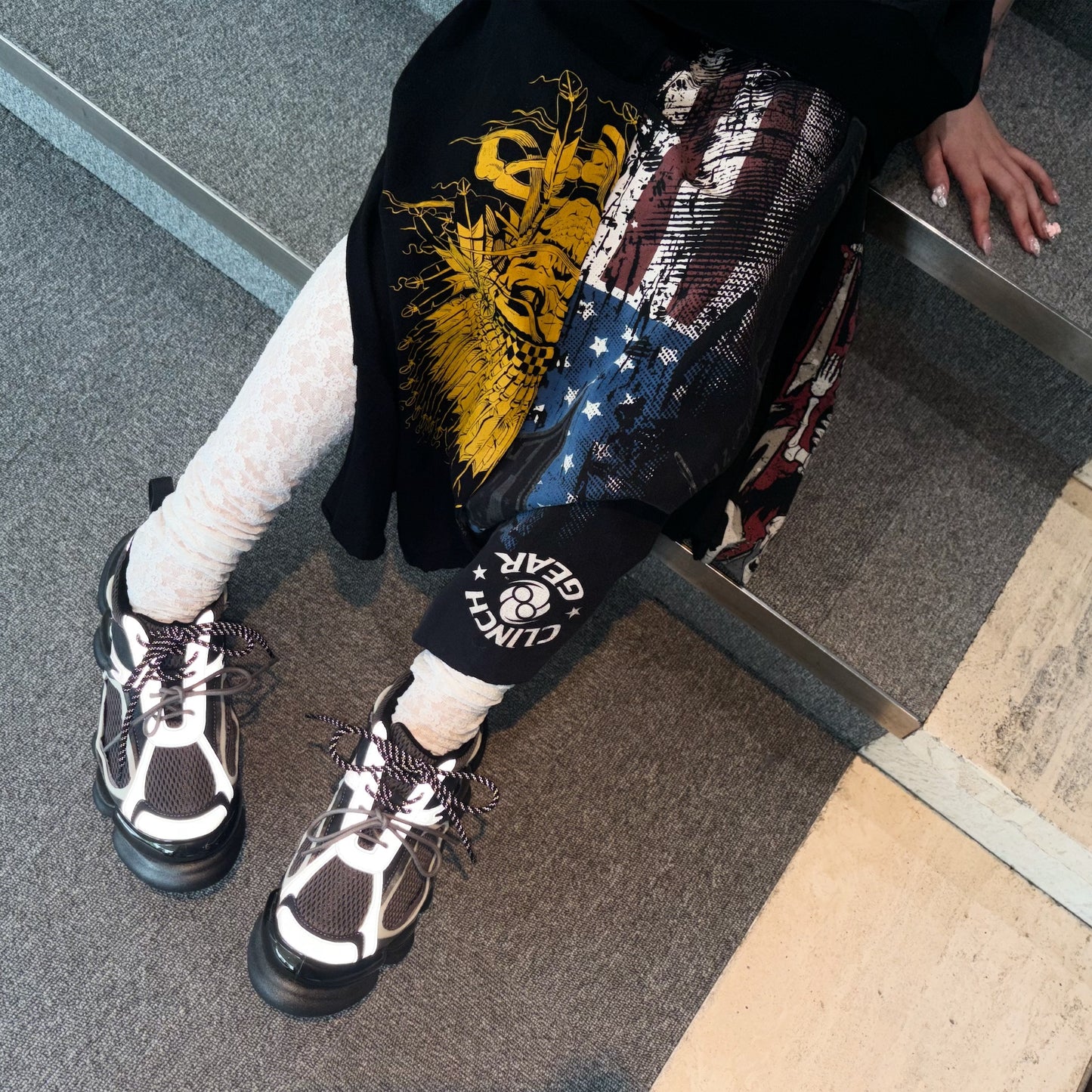 RECONSTRUCTED T-SHIRT HOODED DRESS / BLACK / ヴィンテージフードドレス