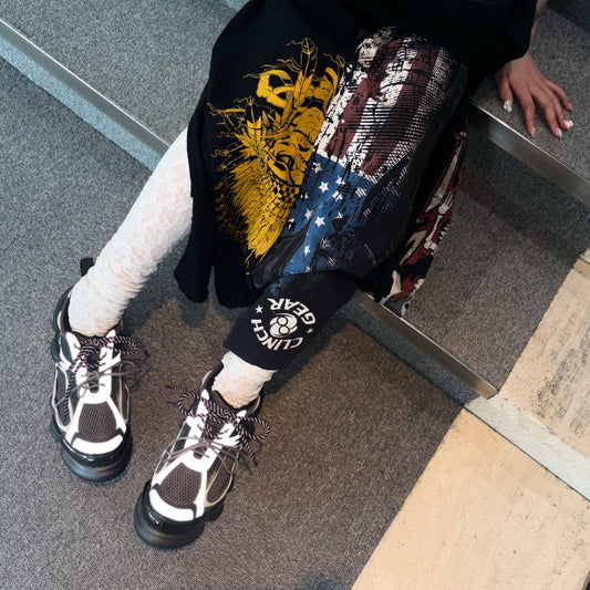 RECONSTRUCTED T-SHIRT HOODED DRESS / BLACK / ヴィンテージフードドレス