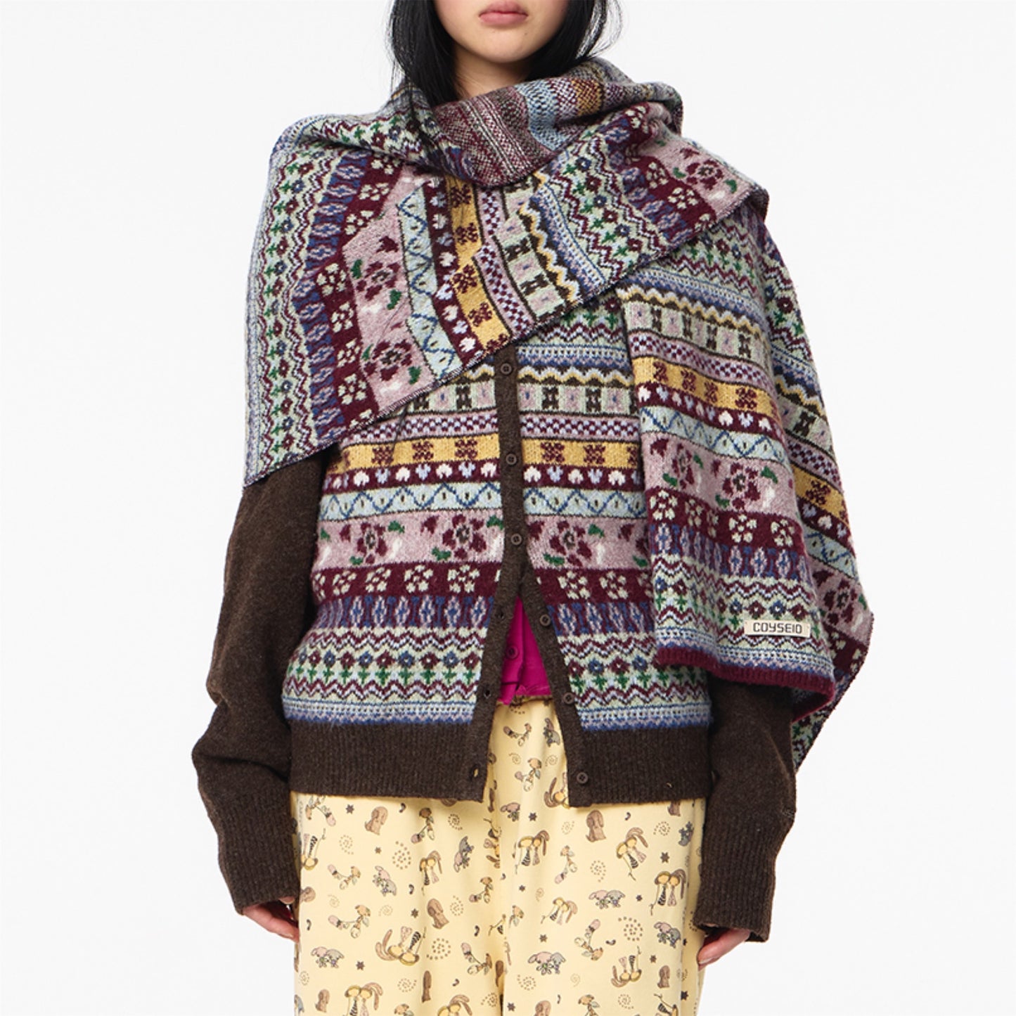 COTTAGE KNIT CARDIGAN / BROWN / ニットカーディガン