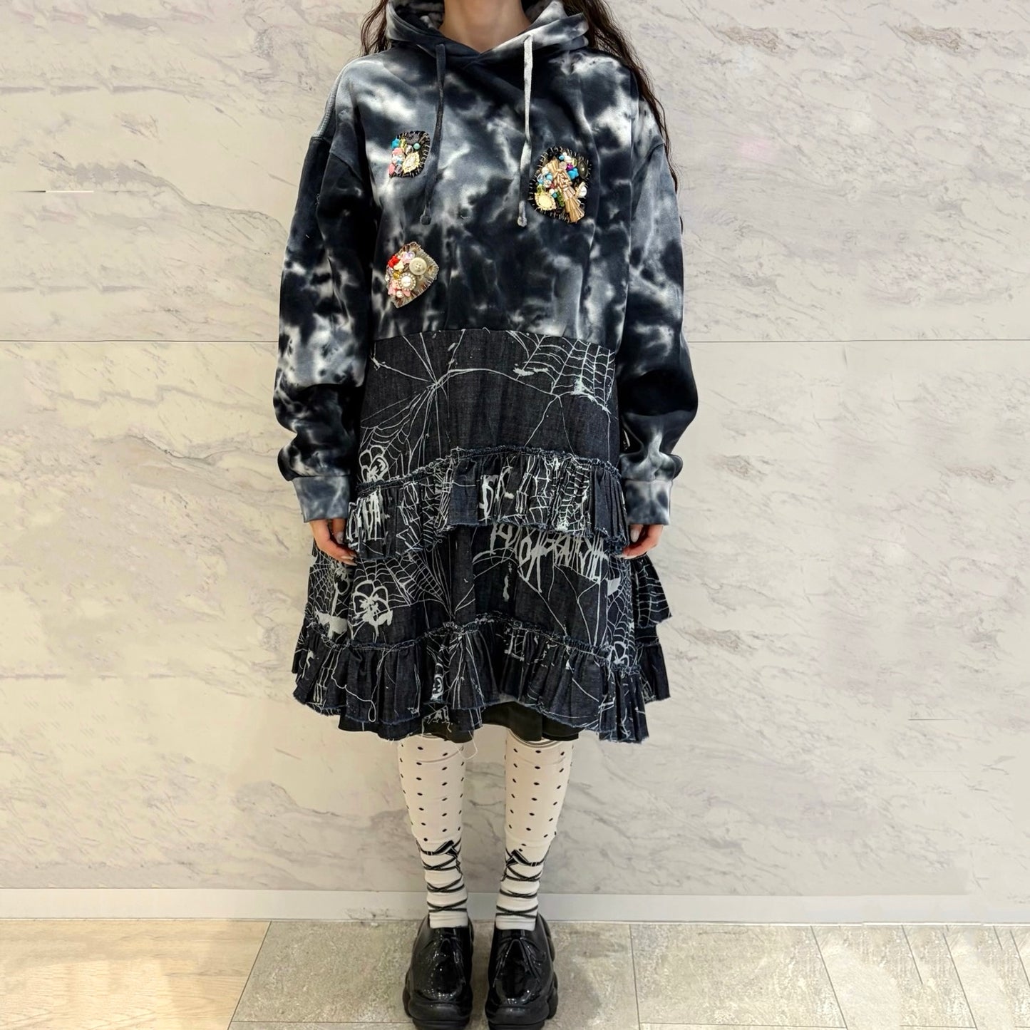 Hood dress short / Deep Blue / フードドレス