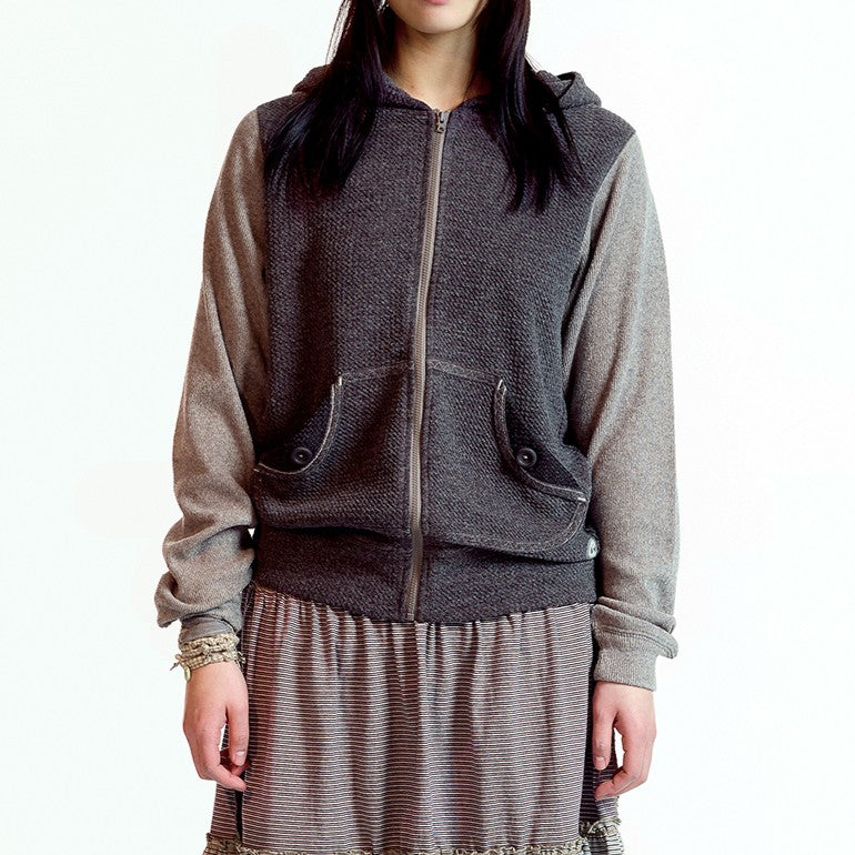BUTTON POCKET ZIP-UP HOODIE / COCOA / ボタンポケットジップアップフーディー
