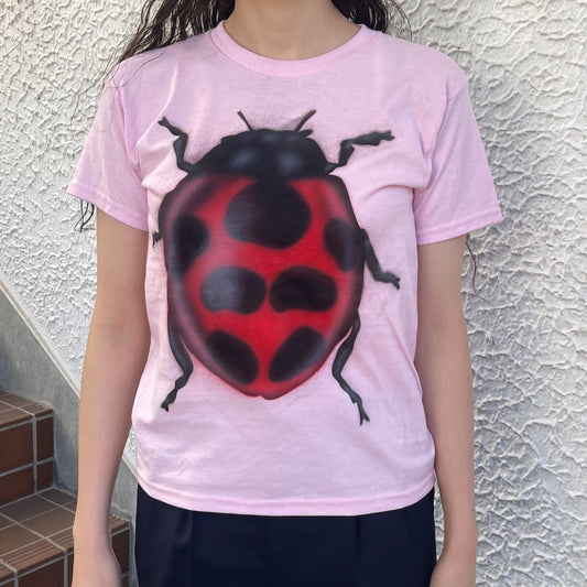 Pink ladybug tee S / エアブラシTシャツ