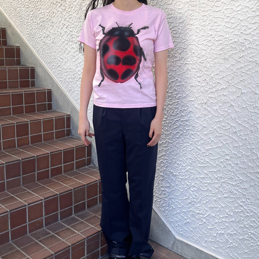 Pink ladybug tee S / エアブラシTシャツ