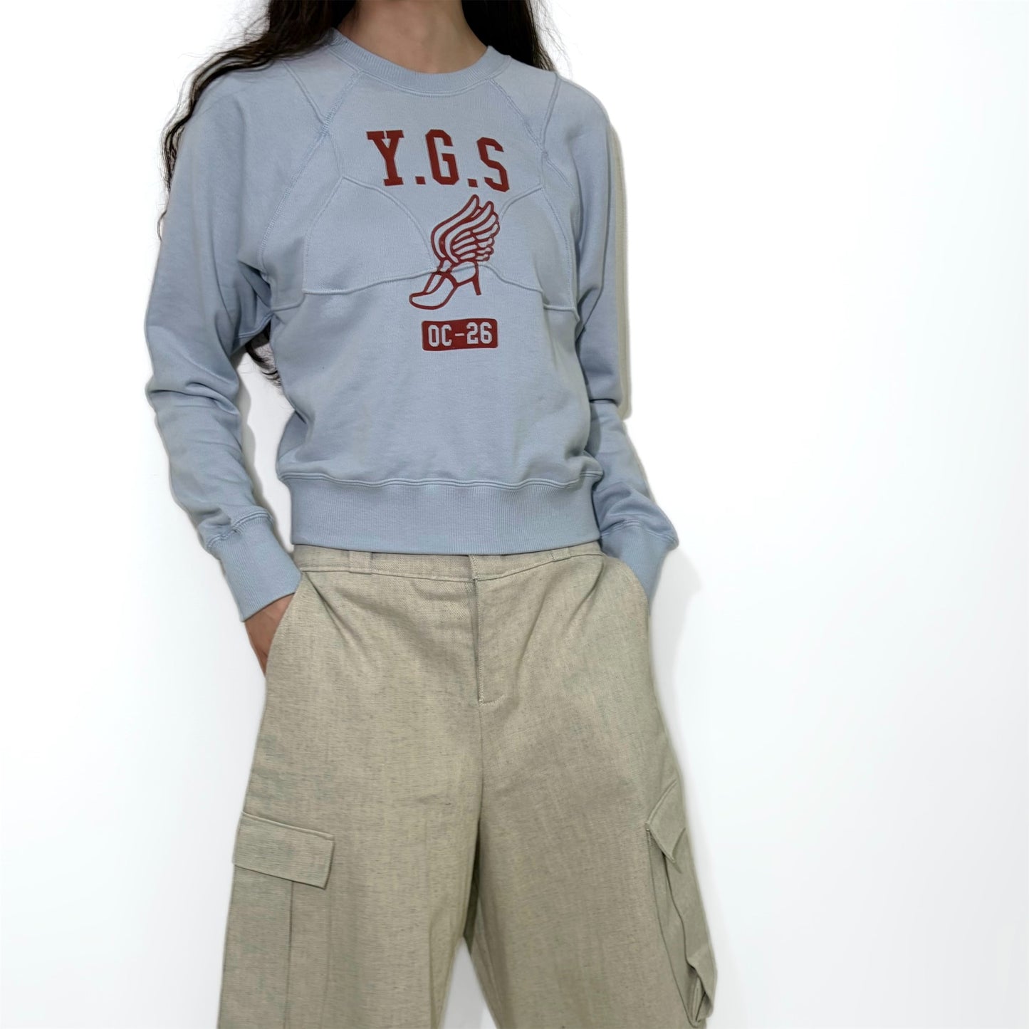 BRA CODE RAGLAN SWEATSHIRT REGULAR / LIGHT BLUE / グラフィックラグランスウェット