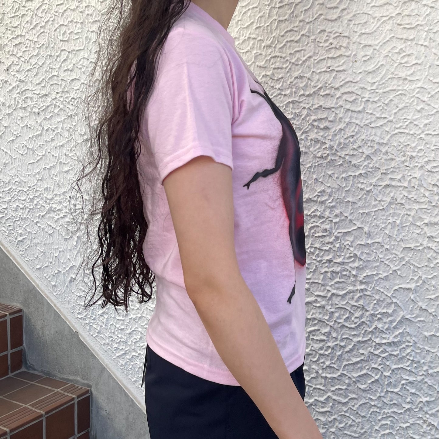 Pink ladybug tee S / エアブラシTシャツ