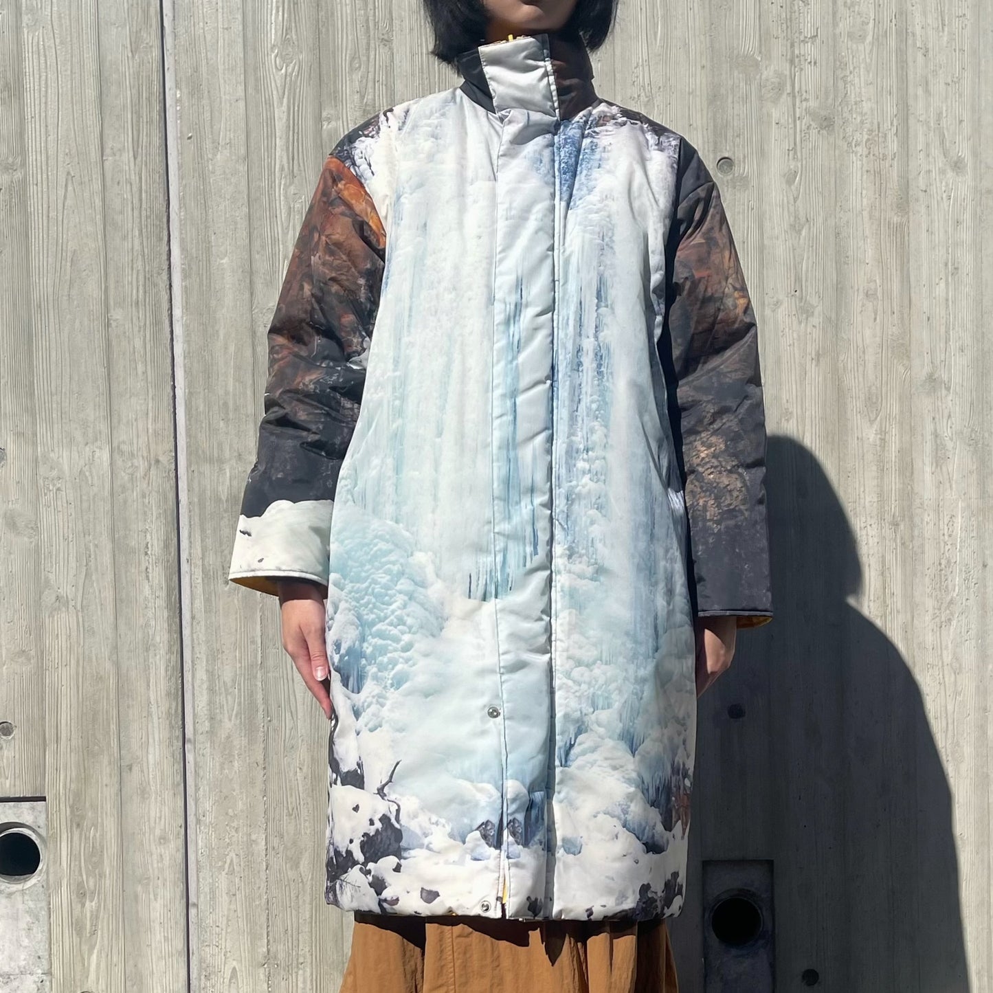 REVERSIBLE PADDING COAT / WATERFALL x YELLOW / リバーシブル中綿コート