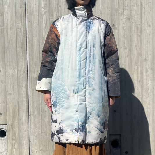 REVERSIBLE PADDING COAT / WATERFALL x YELLOW / リバーシブル中綿コート