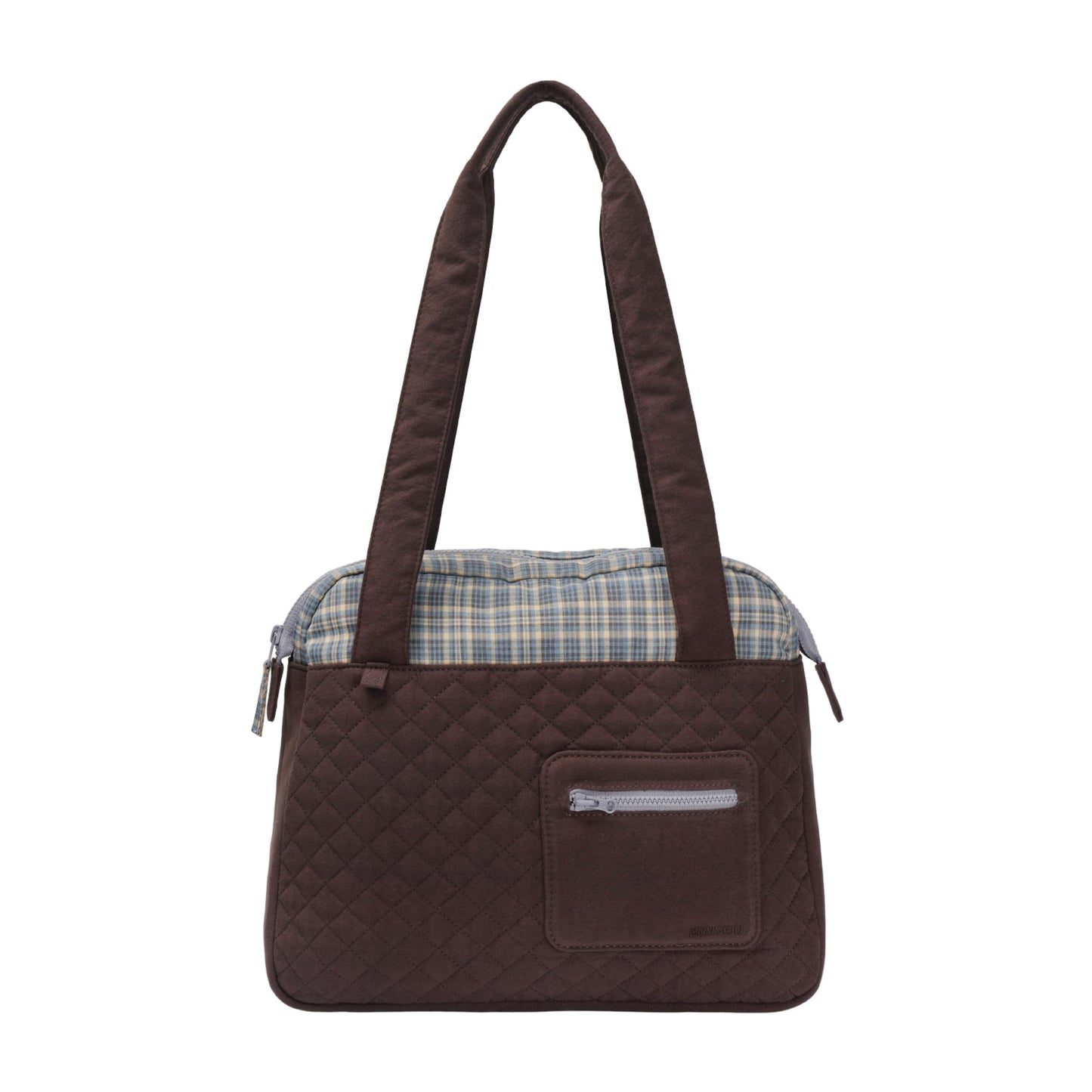 CHECK QUILTED TOTE BAG / BROWN / キルトトートバッグ