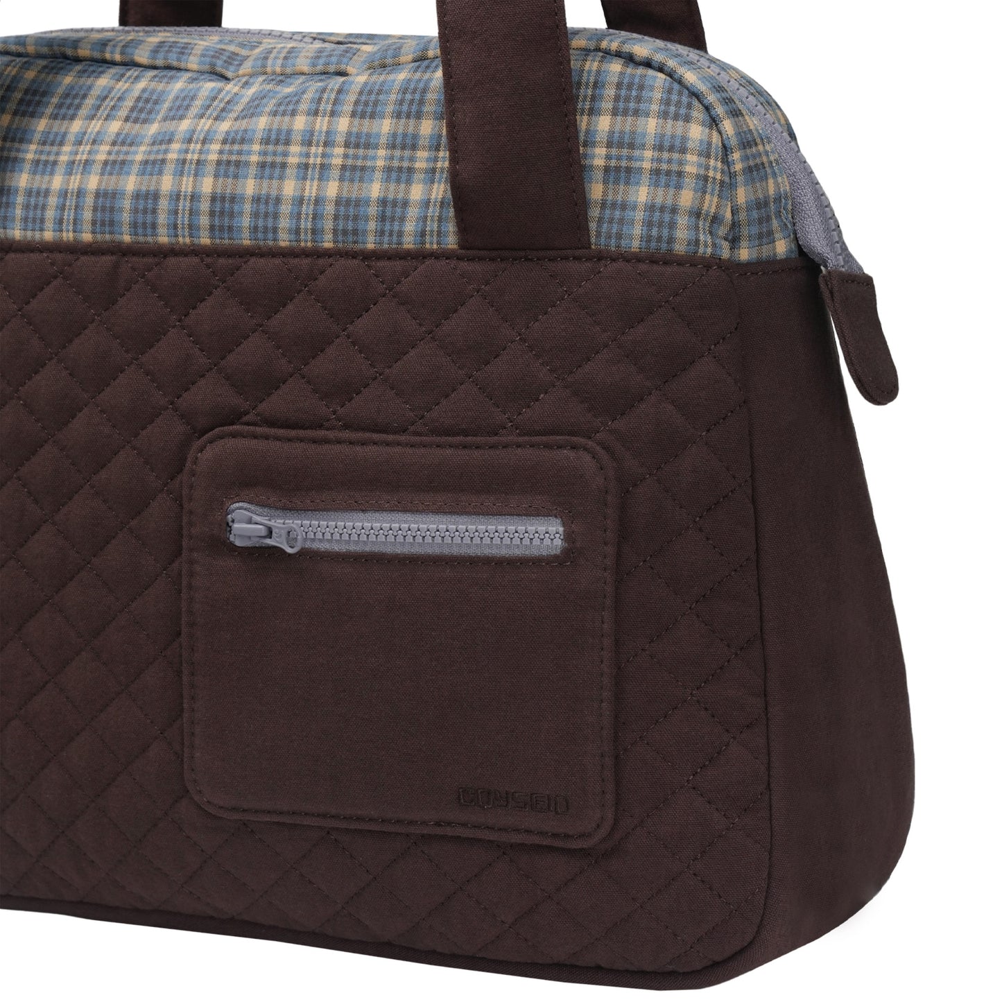 CHECK QUILTED TOTE BAG / BROWN / キルトトートバッグ