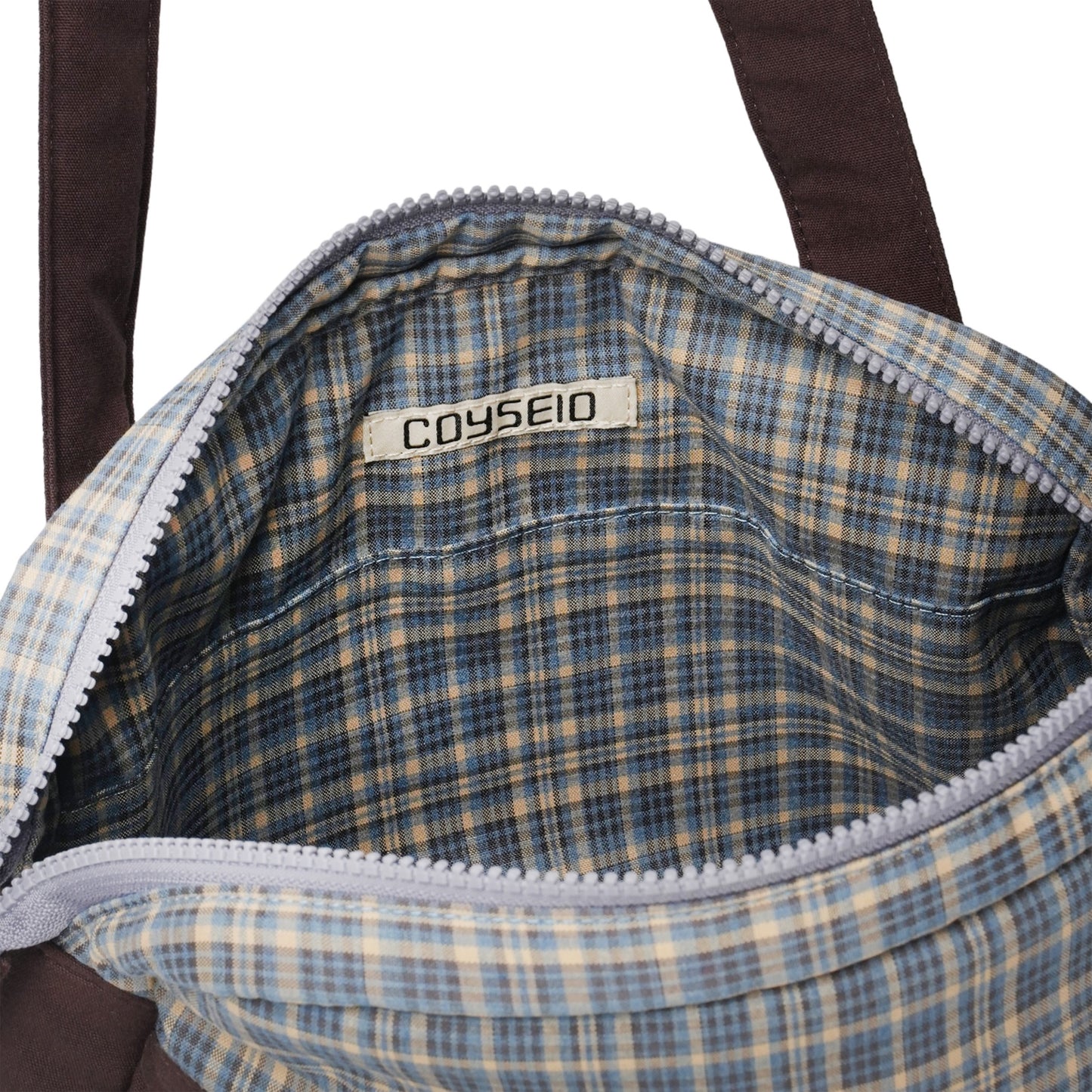 CHECK QUILTED TOTE BAG / BROWN / キルトトートバッグ