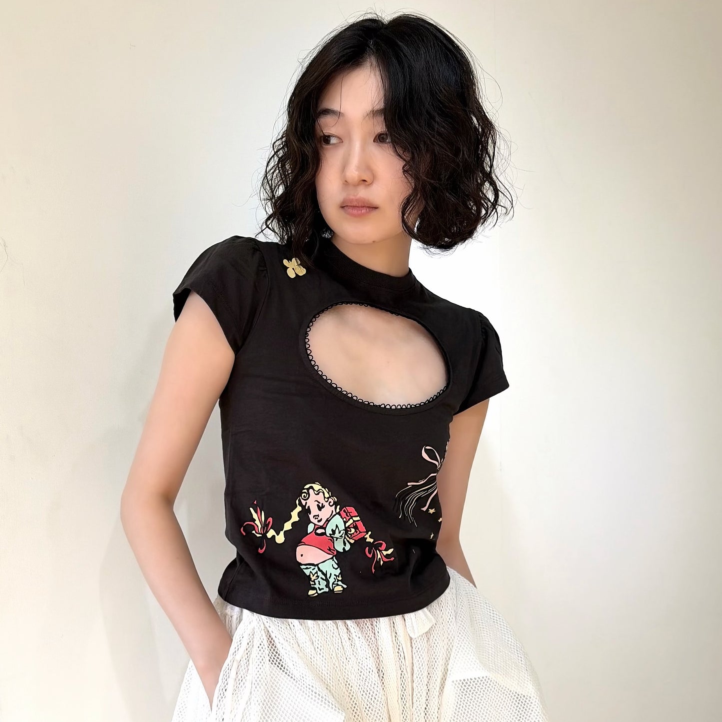 Logo Removal Baby Tee / Cutie Charcoal / ロゴリムーブTシャツ
