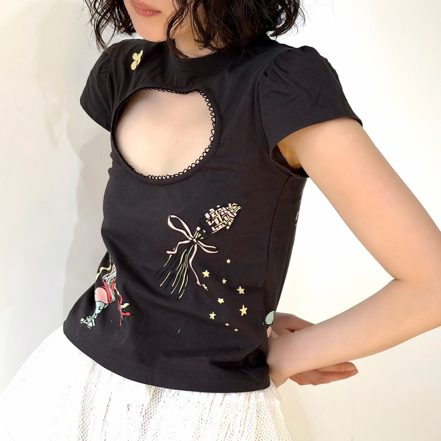 Logo Removal Baby Tee / Cutie Charcoal / ロゴリムーブTシャツ