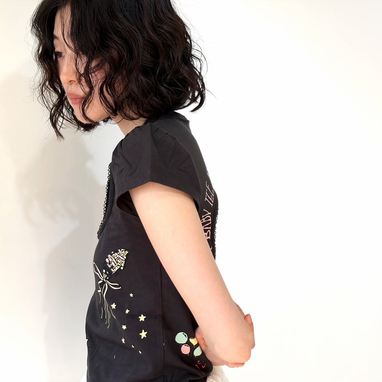 Logo Removal Baby Tee / Cutie Charcoal / ロゴリムーブTシャツ