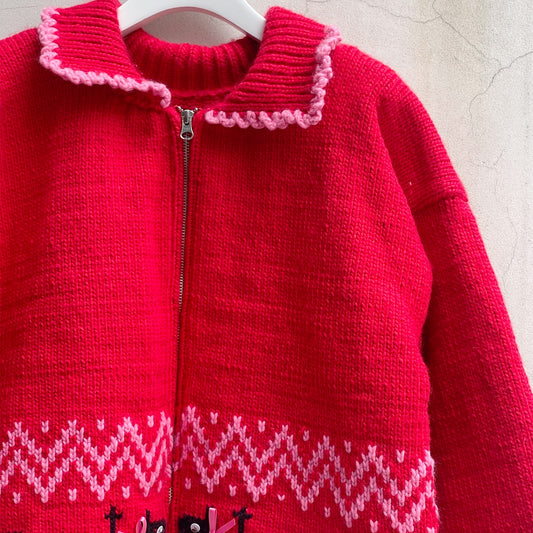 Puppies knitted jacket / Red / パピーニットジャケット
