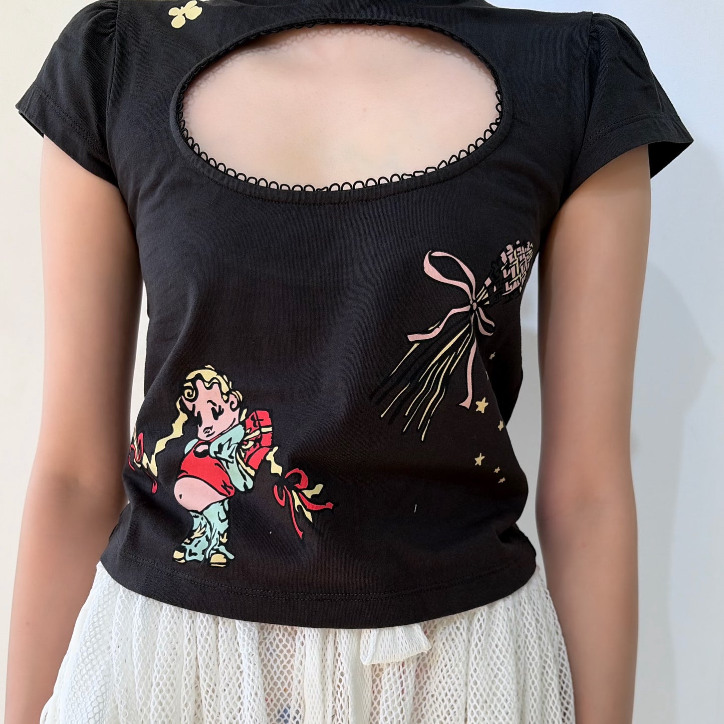 Logo Removal Baby Tee / Cutie Charcoal / ロゴリムーブTシャツ