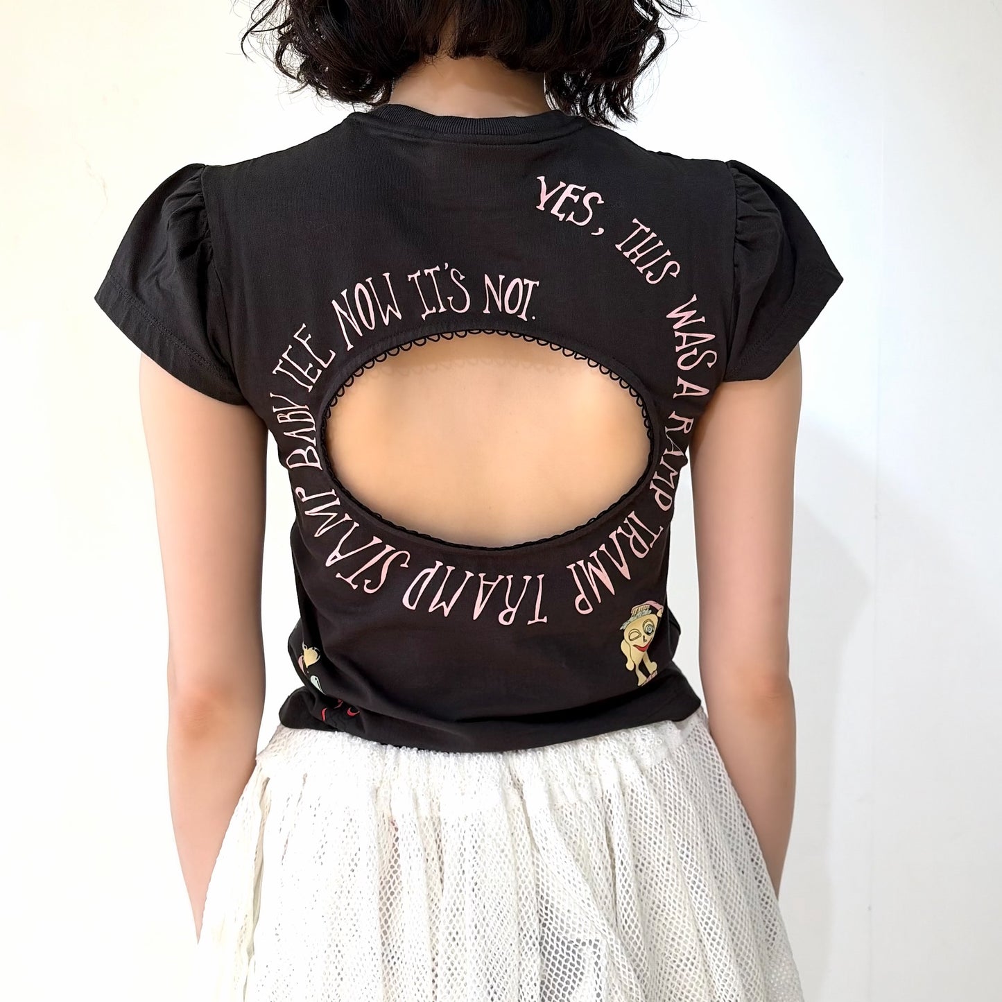 Logo Removal Baby Tee / Cutie Charcoal / ロゴリムーブTシャツ