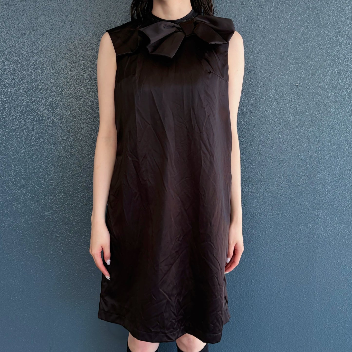 Ribbon mini dress / Black / リボンミニドレス