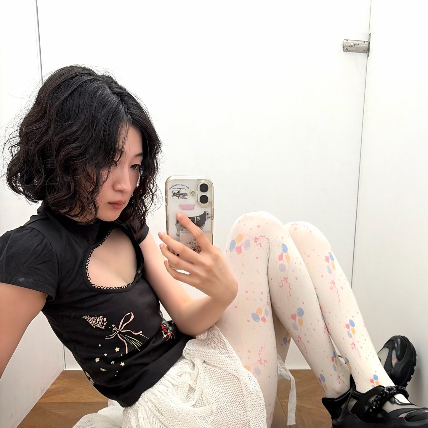 Logo Removal Baby Tee / Cutie Charcoal / ロゴリムーブTシャツ