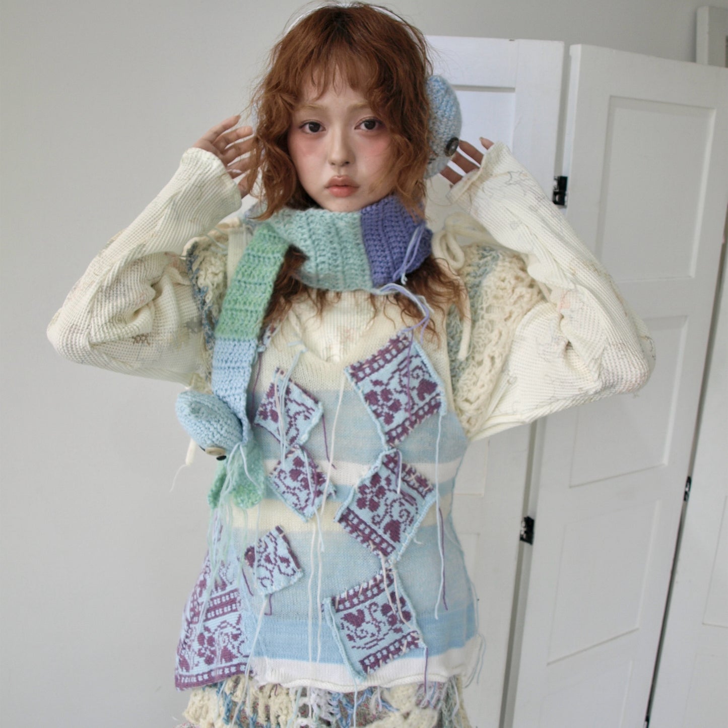 Cat scarf / Blue / キャットマフラー