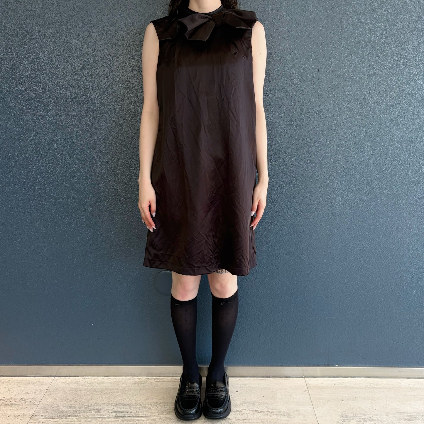 Ribbon mini dress / Black / リボンミニドレス