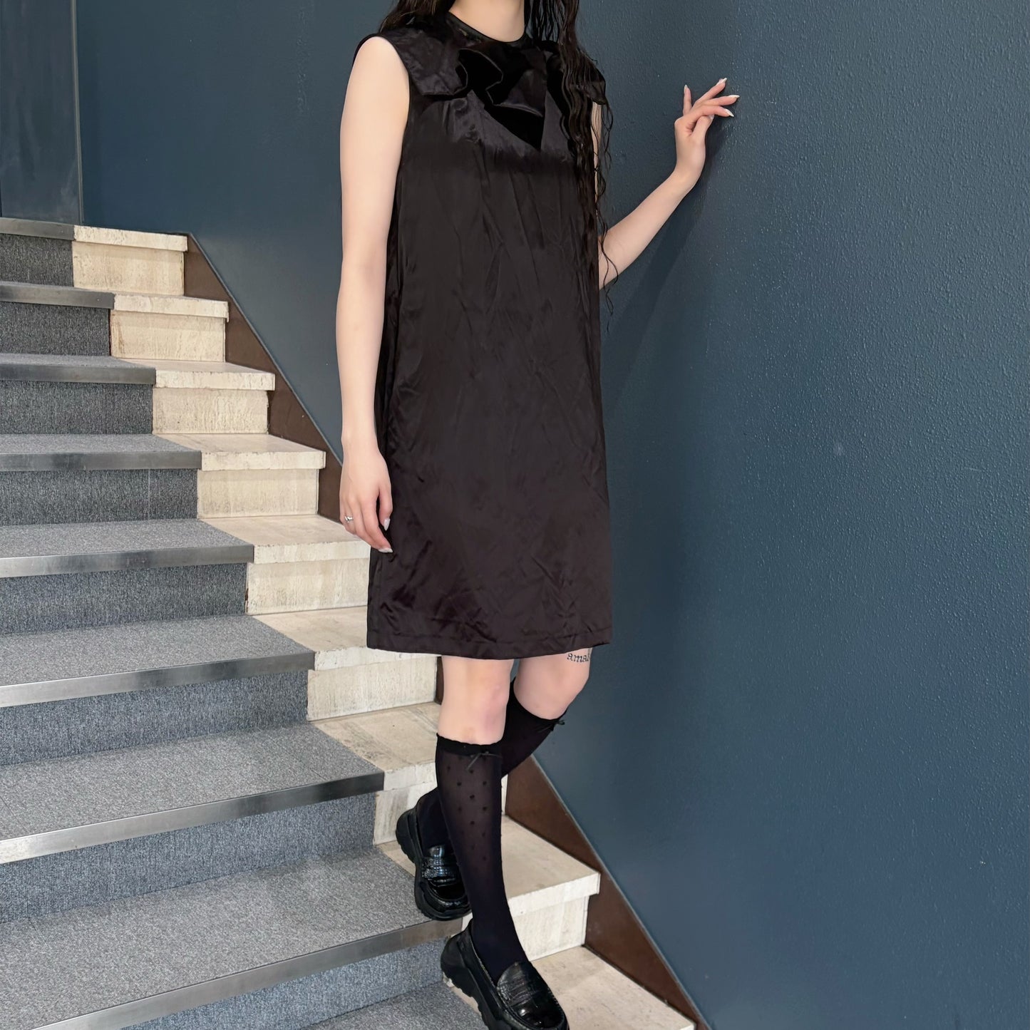 Ribbon mini dress / Black / リボンミニドレス