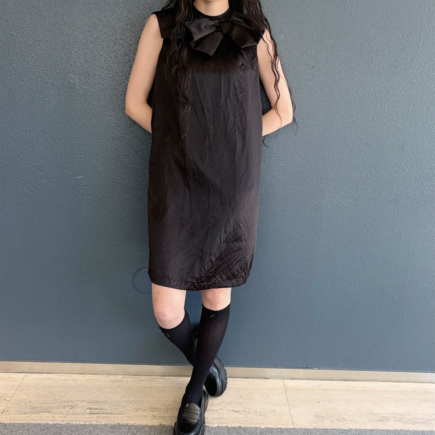 Ribbon mini dress / Black / リボンミニドレス
