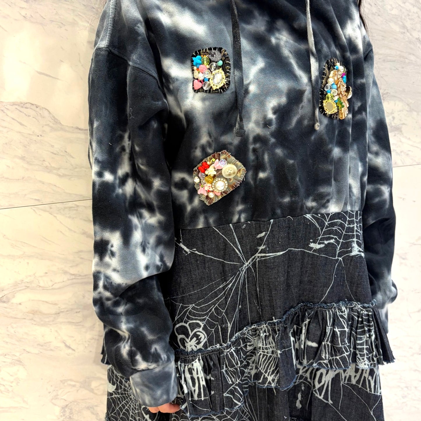 Hood dress short / Deep Blue / フードドレス