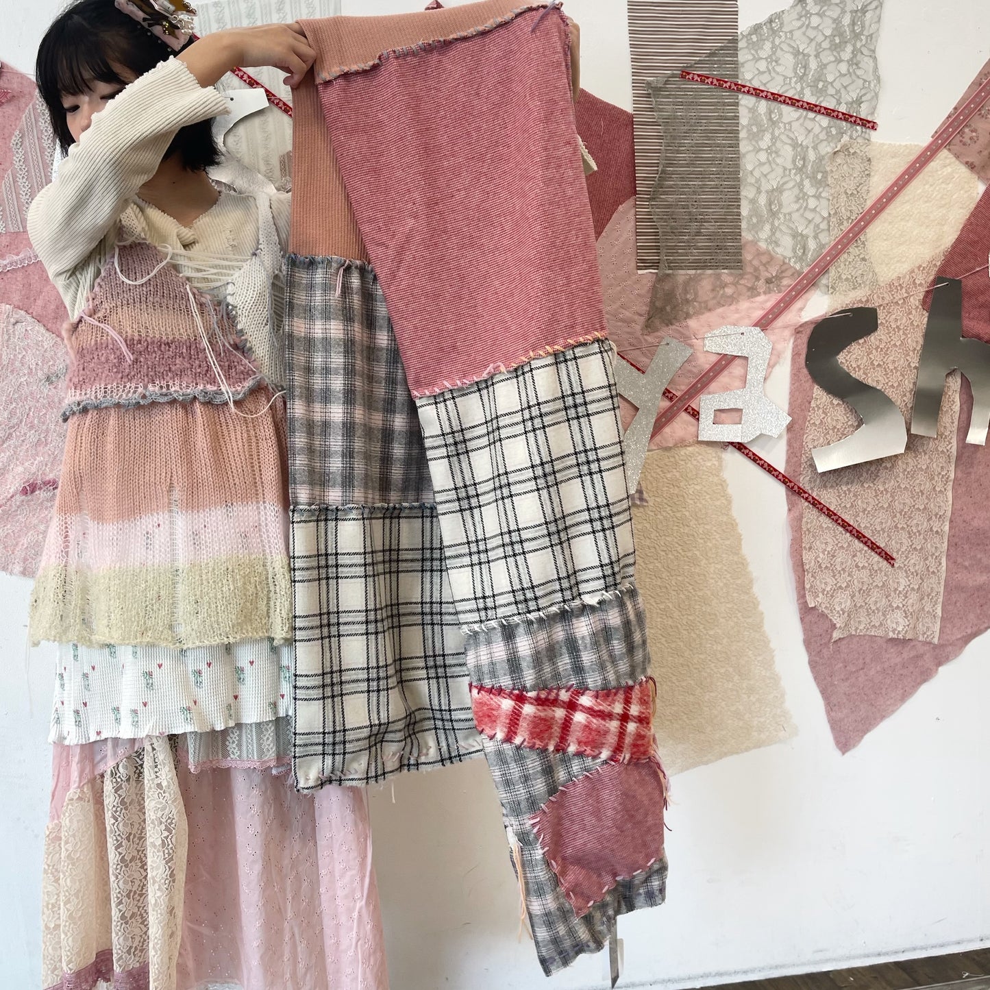 Hand stich scarf / Red / ハンドステッチスカーフ