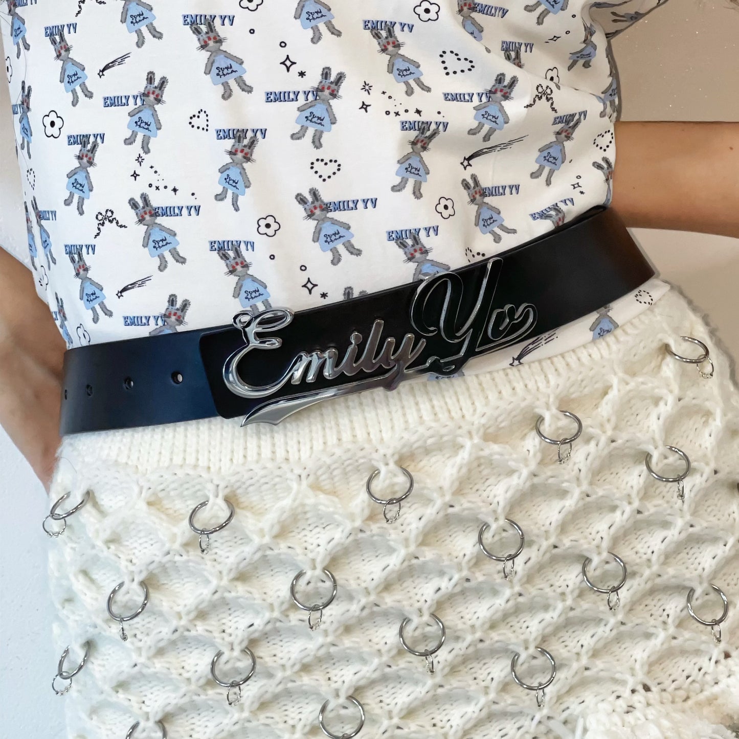 EMILY YV long belt / Black / ロゴベルト