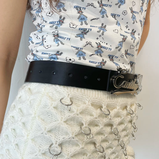 EMILY YV long belt / Black / ロゴベルト