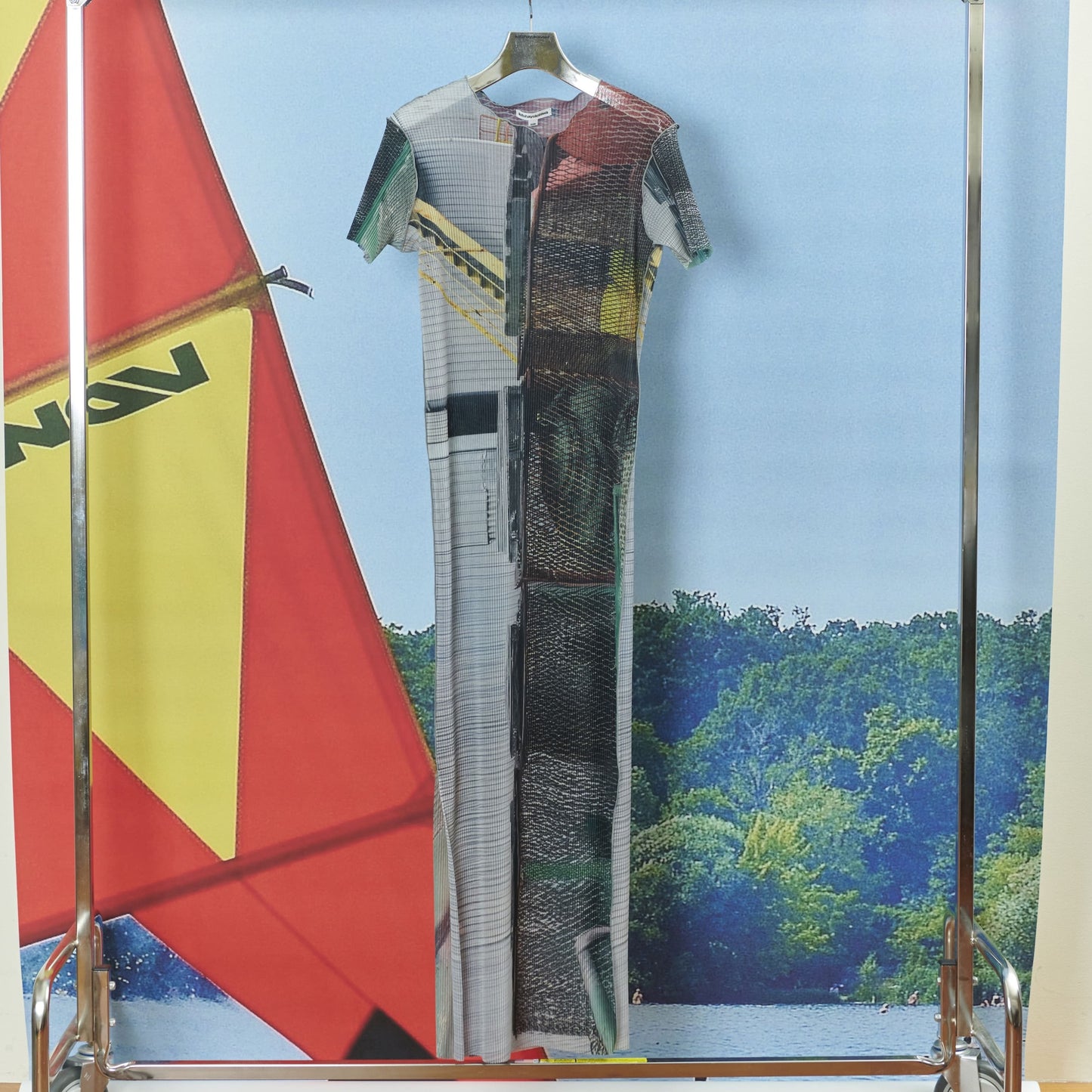 SHEER GRAPHIC DRESS *SHORTSLEEVE / MESH GRID / シアーグラフィックドレス