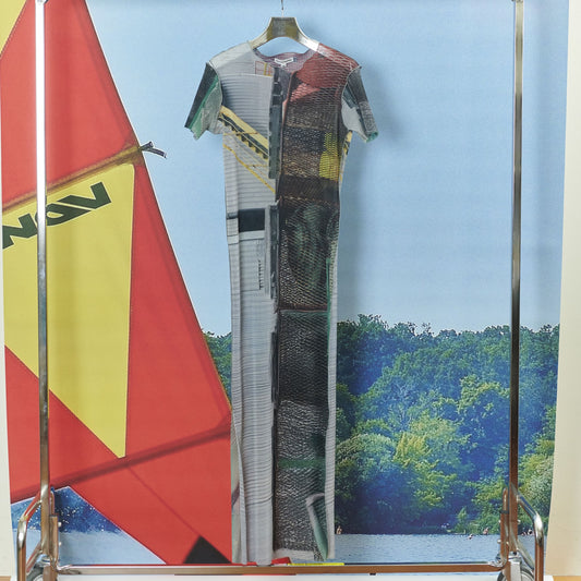 SHEER GRAPHIC DRESS *SHORTSLEEVE / MESH GRID / シアーグラフィックドレス