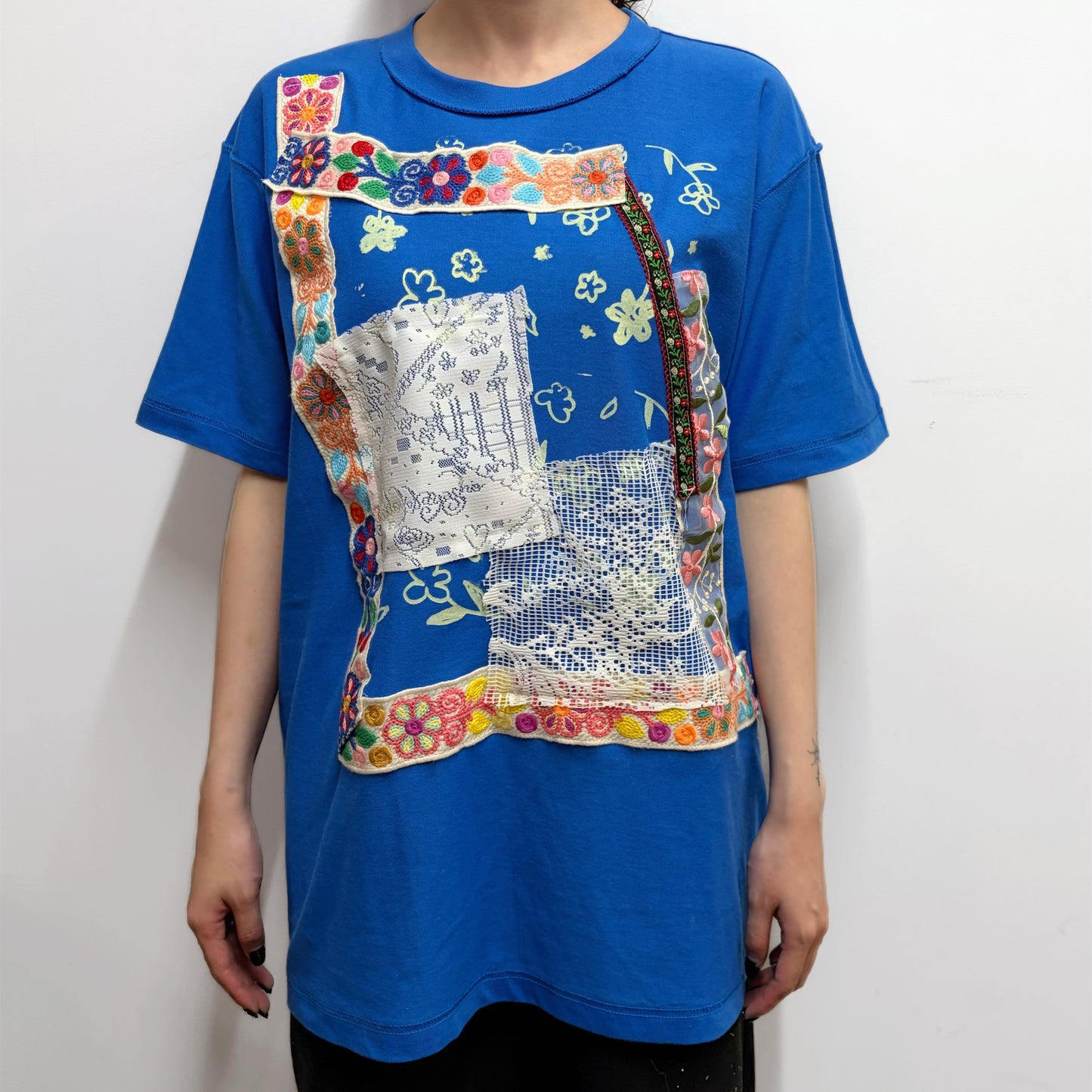 Patchwork T-shirts / blue / パッチワークTシャツ